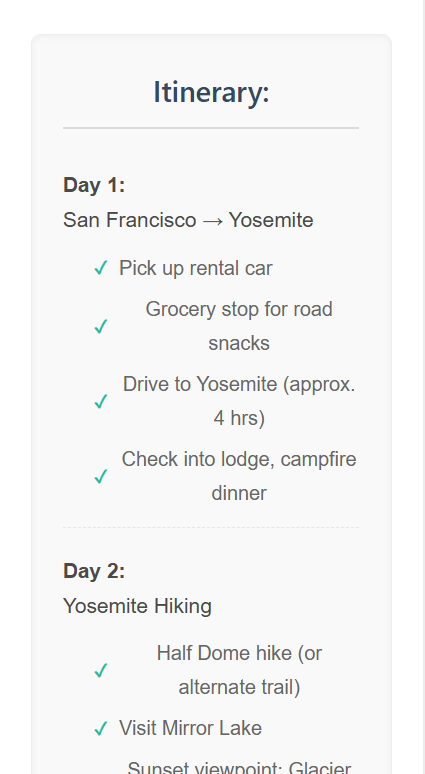 Sample Trip Itinerary PDF
